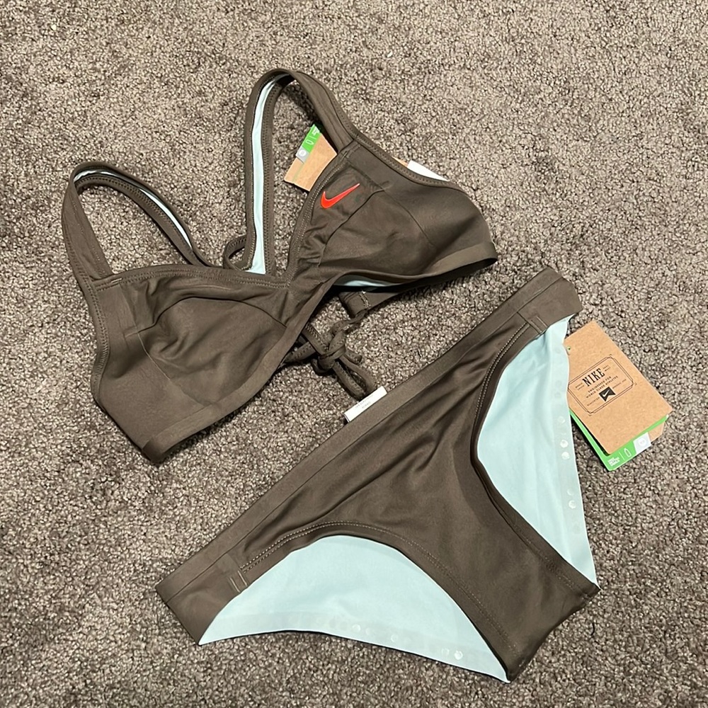Brand New Nike OliveTwo Piece Swimsuit